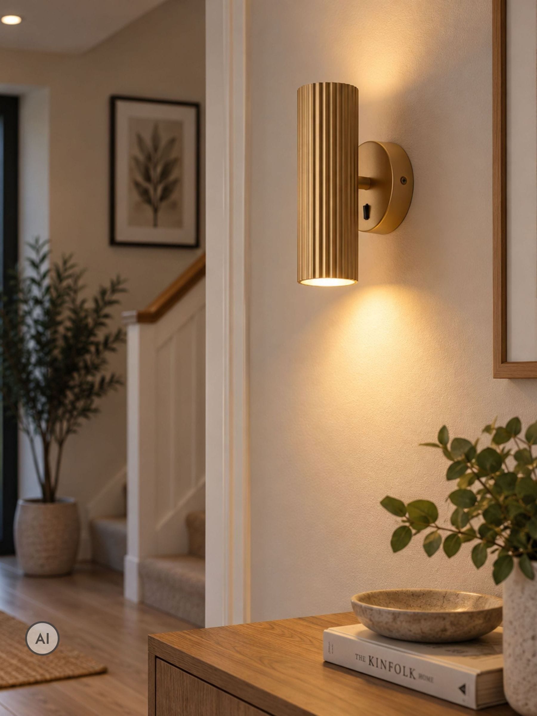 Eglo Unisex Gold Portillo Aluminium & Steel Modern Wall Light, Matte Brass In - Image 3