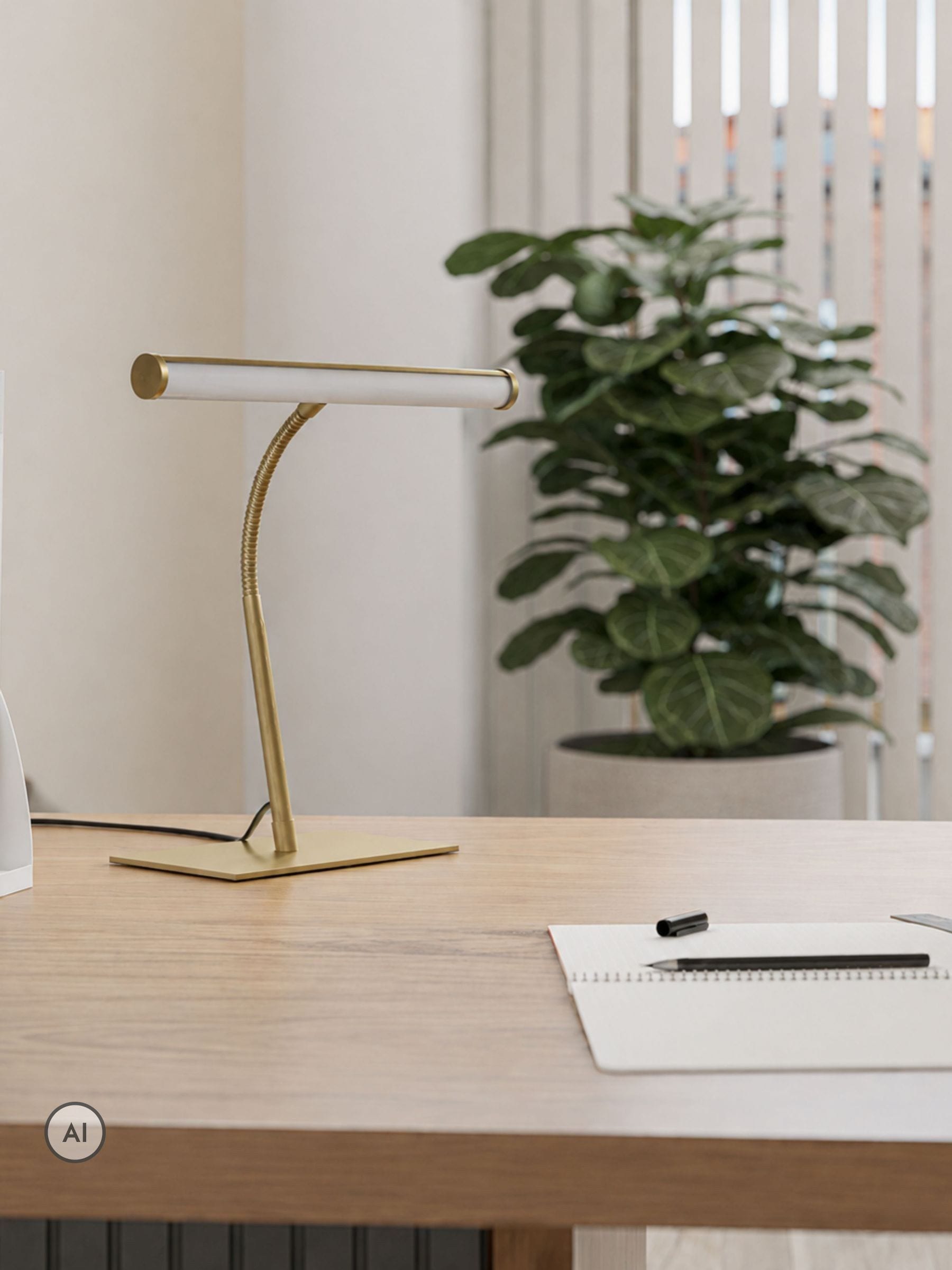 Eglo Unisex Brushed Brass Riccione Led Tuneable Desk Lamp - Image 1