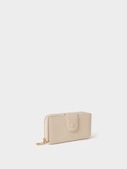 Crema - Osprey London The Core Medium Leather Popper Matinee Purse - Imagen 2 de 5