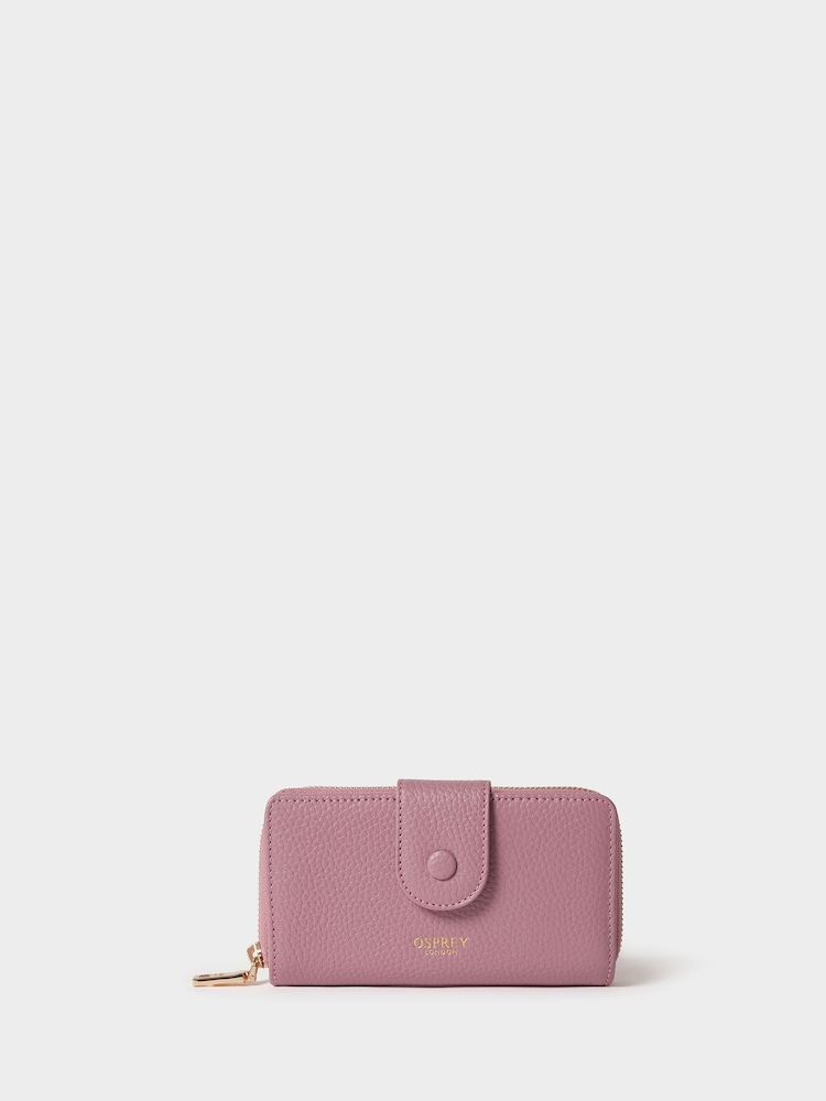 Morado - Osprey London The Core Medium Leather Popper Matinee Purse - Imagen 1 de 5