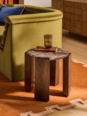 MADE.COM Red Cherry Marble Wynn Side Table - Image 1 of 6