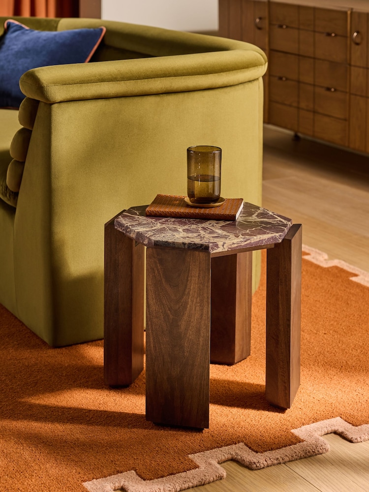 MADE.COM Red Cherry Marble Wynn Side Table - Image 1 of 6 MADE.COM Red Cherry Marble Wynn Side Table - Image 1 of 6