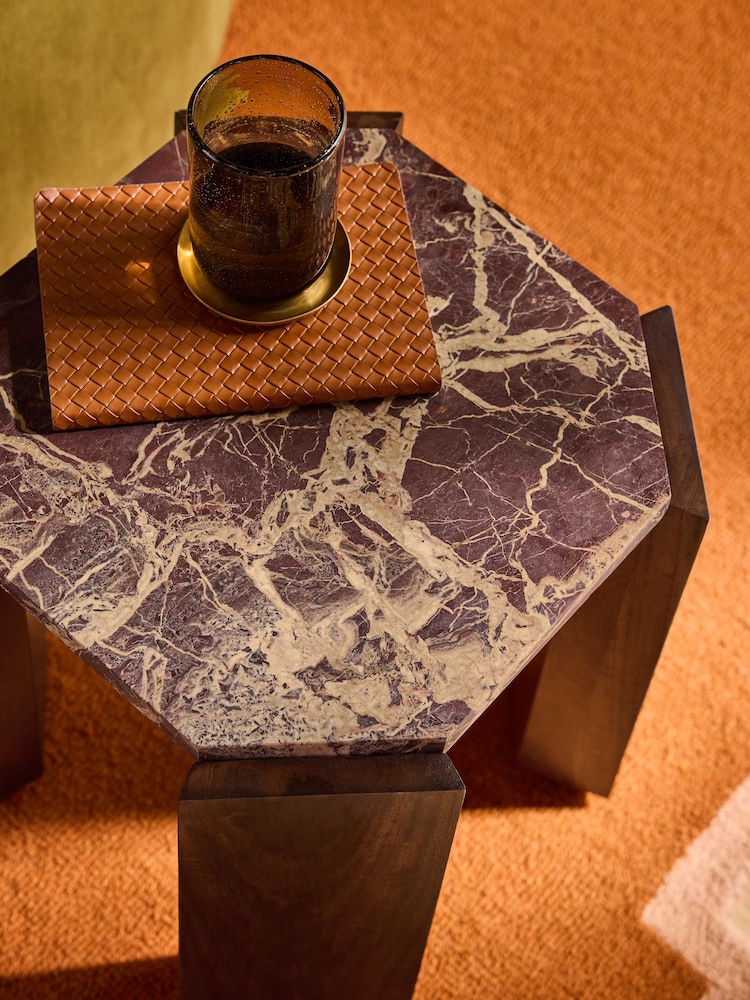 MADE.COM Red Cherry Marble Wynn Side Table - Image 2 of 6 MADE.COM Red Cherry Marble Wynn Side Table - Image 2 of 6