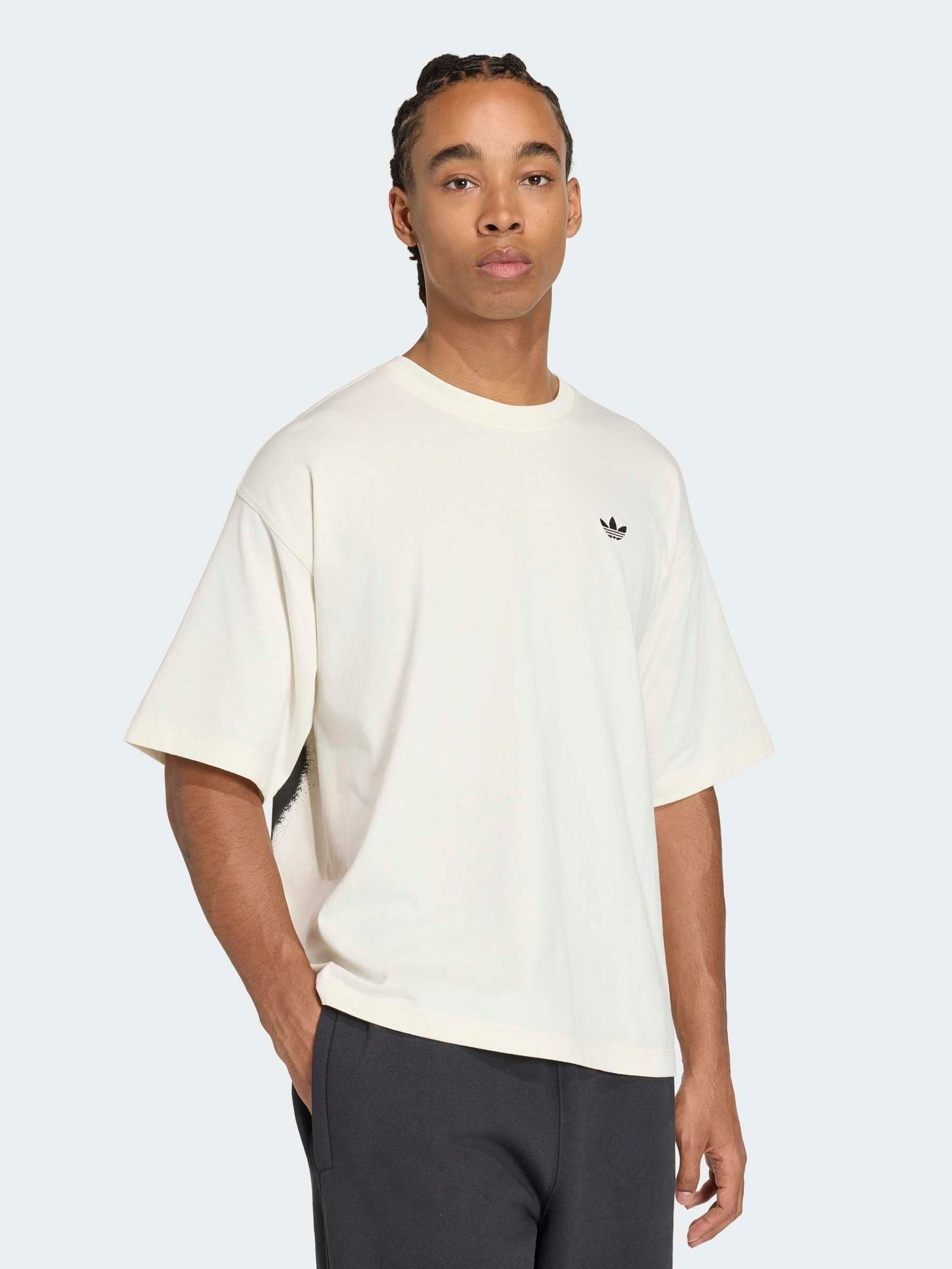Buy adidas Originals White Airbrush Logo Typography T-Shirt from