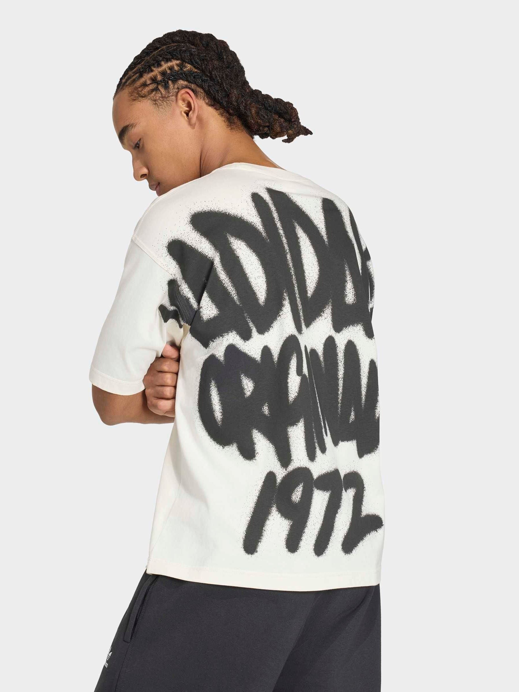 Buy adidas Originals White Airbrush Logo Typography T-Shirt from