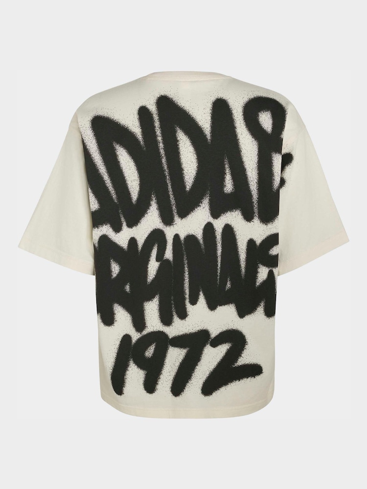 白色 - adidas Originals 喷绘标志字体 T 恤 - 7的图像7｝