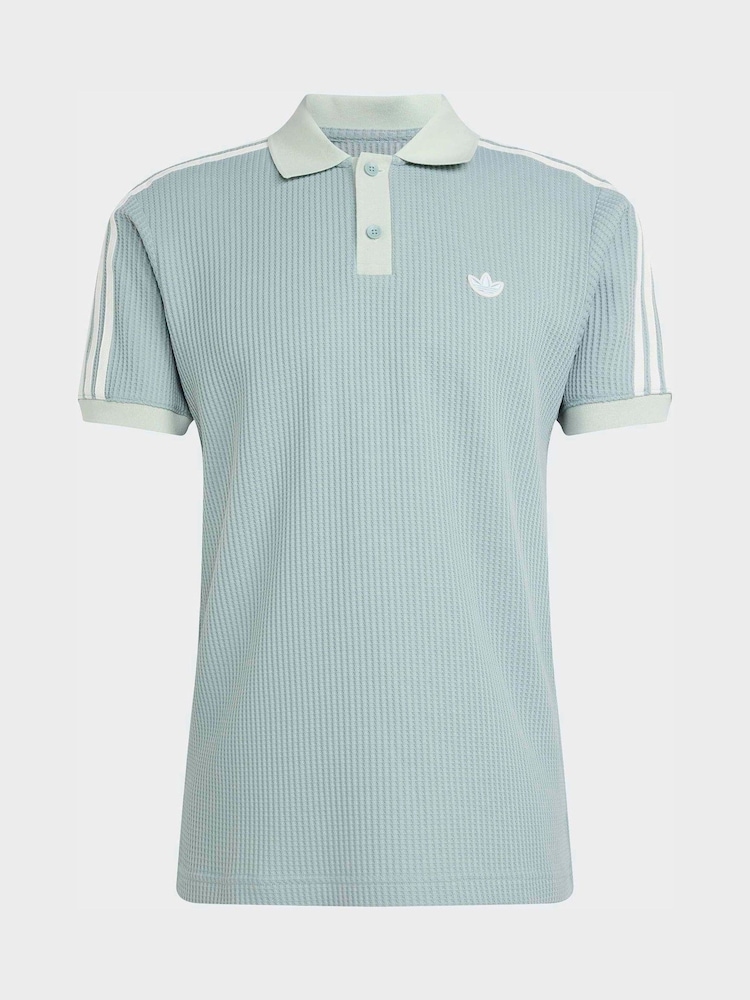 adidas originals Green Waffle Polo Shirt - Image 6 of 6