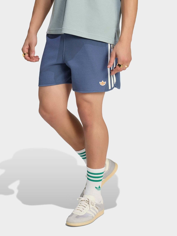 海軍藍 - adidas Originals Waffle Knit Sprinter Shorts - 圖片 1/6