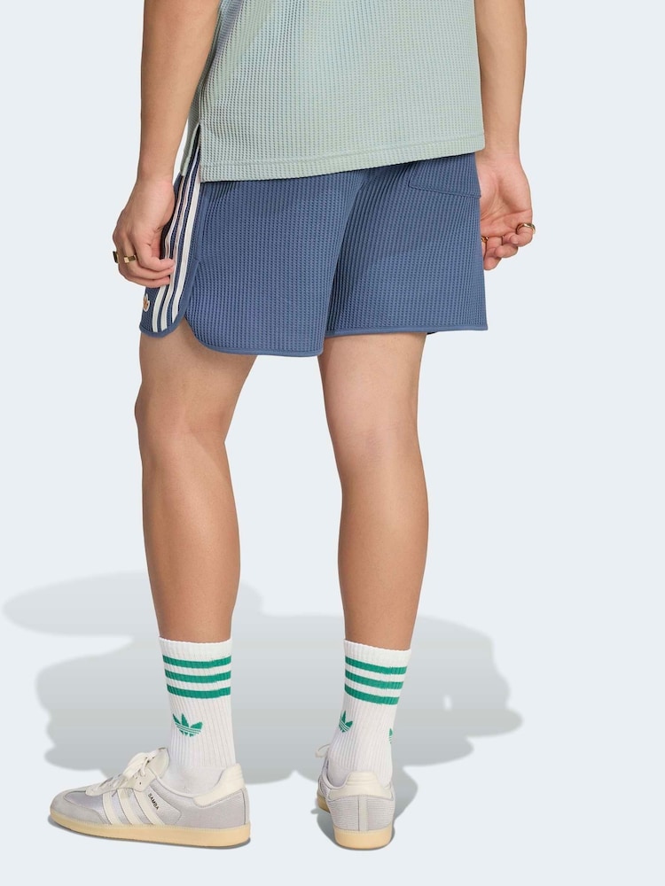 海軍藍 - adidas Originals Waffle Knit Sprinter Shorts - 圖片 2/6