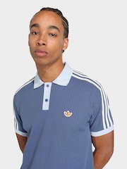 adidas originals Navy Waffle Polo Shirt - Image 4 of 6