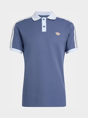 adidas originals Navy Waffle Polo Shirt - Image 6 of 6