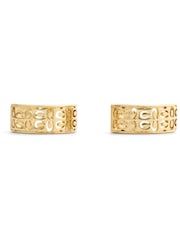 COACH Gold Tone Signature Quilted Cut Out Huggie Earrings - Image 2 of 3