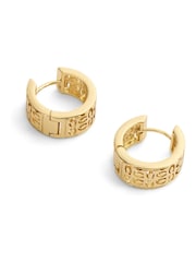 COACH Gold Tone Signature Quilted Cut Out Huggie Earrings - Image 3 of 3