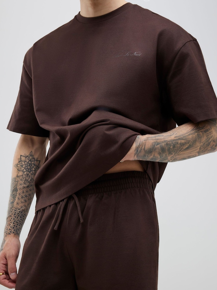 rjava - River Island komplet majice s kratkimi rokavi in kratkih hlač - Slika 4 iz 4