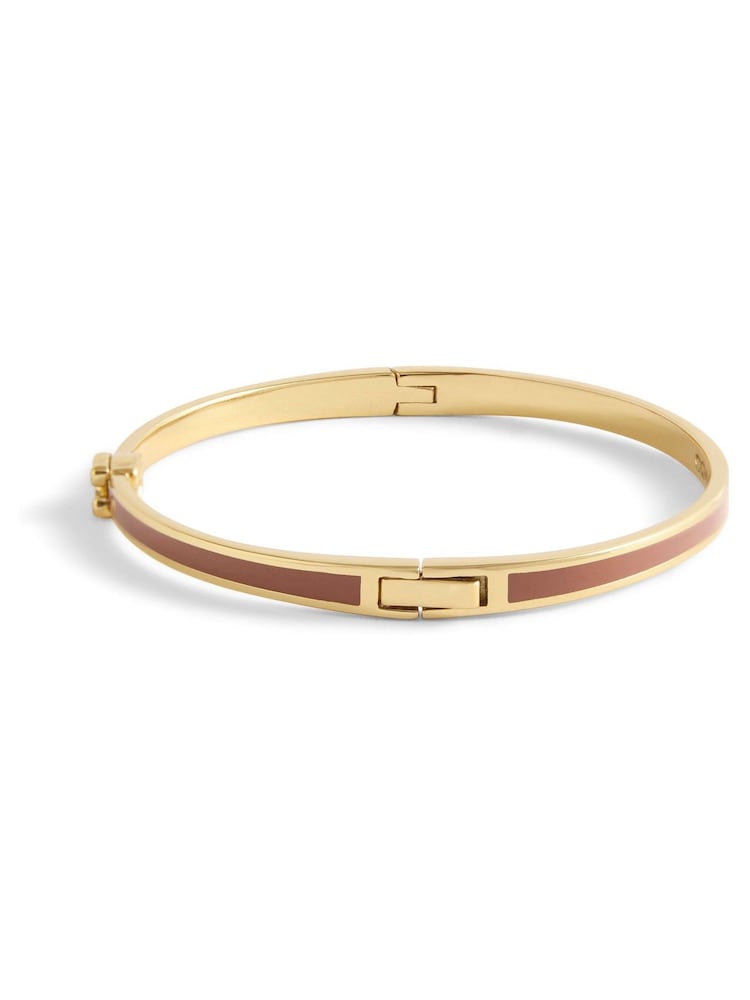 COACH Gold Tone Signature C Enamel Bangle Bracelet - Image 4 of 4