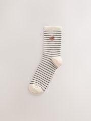 Navy/Oatmeal Hamish The Highland Cow Ankle Socks 5 Pack - Image 6 of 8