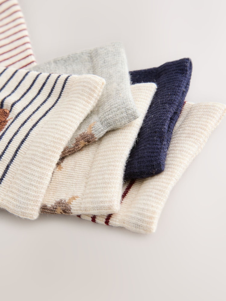 Navy/Oatmeal Hamish The Highland Cow Ankle Socks 5 Pack - Image 8 of 8 Navy/Oatmeal Hamish The Highland Cow Ankle Socks 5 Pack - Image 8 of 8