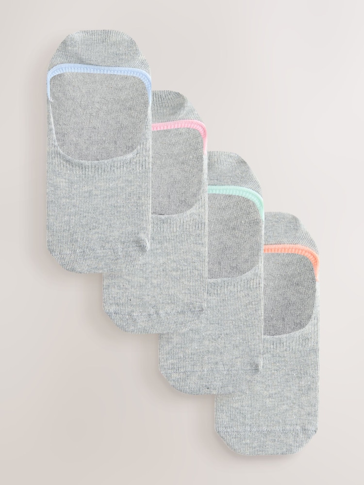 Grey Pastel Tipping Invisible Socks 4 Pack - Image 1 of 7