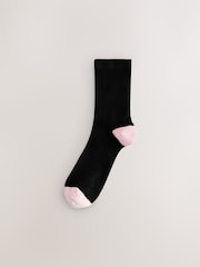 Black/Light Pink Sparkle Heel & Toe Detail Ankle Socks 5 Pack - Image 3 of 8