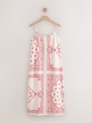Cream/Pink Paisley Midi Slip Summer Dress - Image 1 of 3