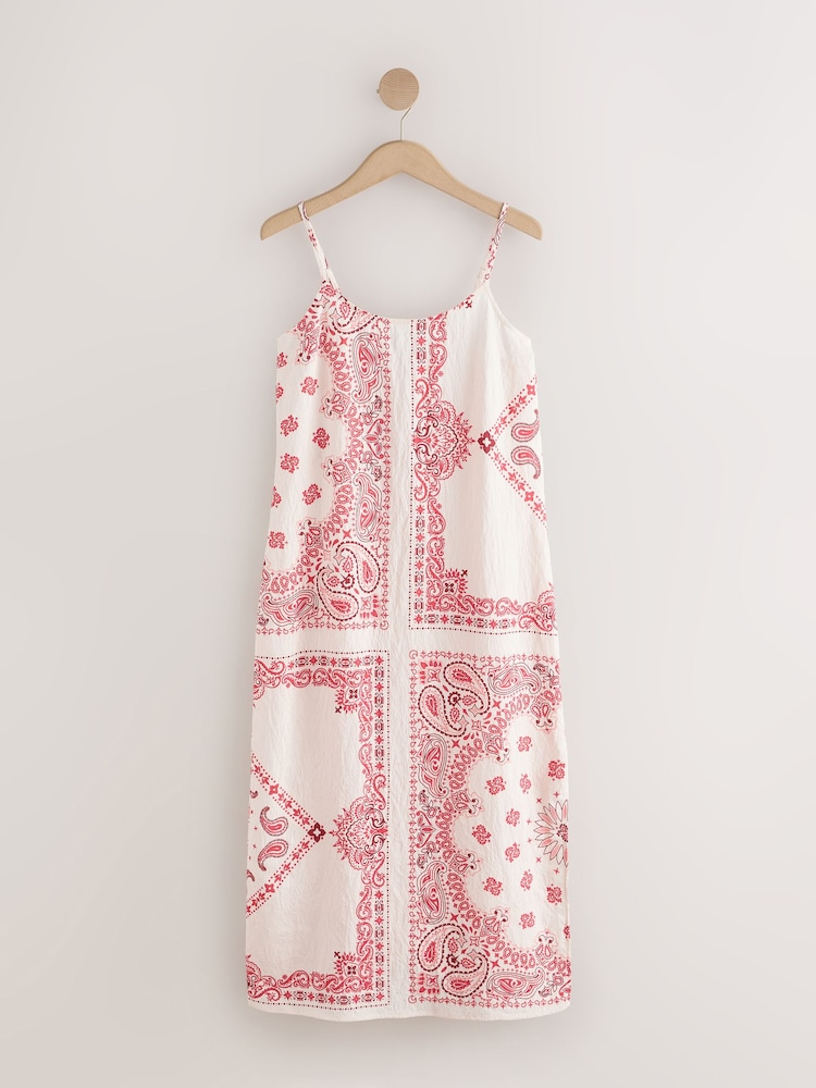 Cream/Pink Paisley Midi Slip Summer Dress - Image 1 of 3
