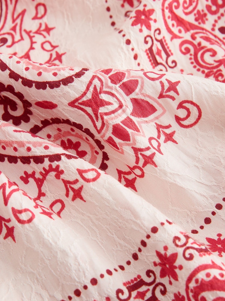 Cream/Pink Paisley Midi Slip Summer Dress - Image 2 of 3