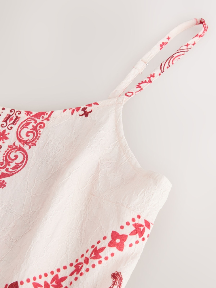 Cream/Pink Paisley Midi Slip Summer Dress - Image 7 of 7