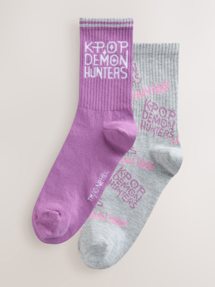 Purple / Grey KPOP Demon Hunters Socks 2 Pack - Image 1 of 5