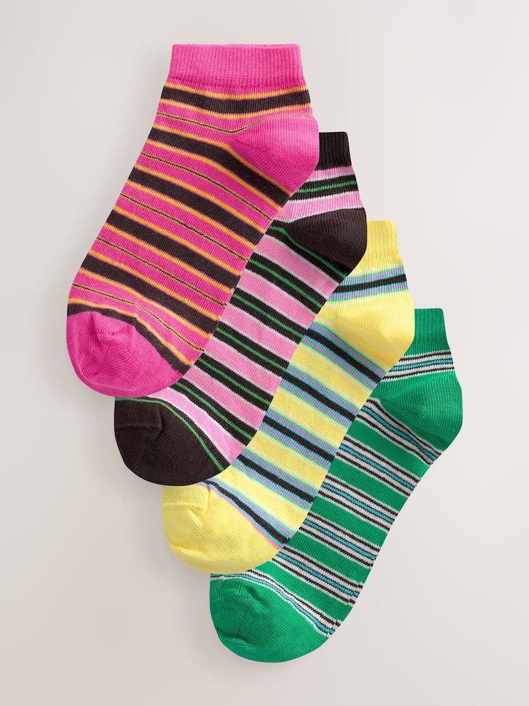 Pink Multi Stripe Trainer Sock 4 Pack - Image 1 of 7