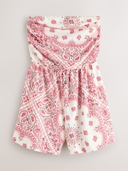 צבע שמנת/ורוד בדוגמת פייזלי - אוברול קצר בגזרת בנדו מג'רזי - תמונה 6 מתוך 8