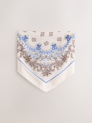 Cream/Blue Paisley Bandeau Hanky Hem Tie Back Top - Image 1 of 3