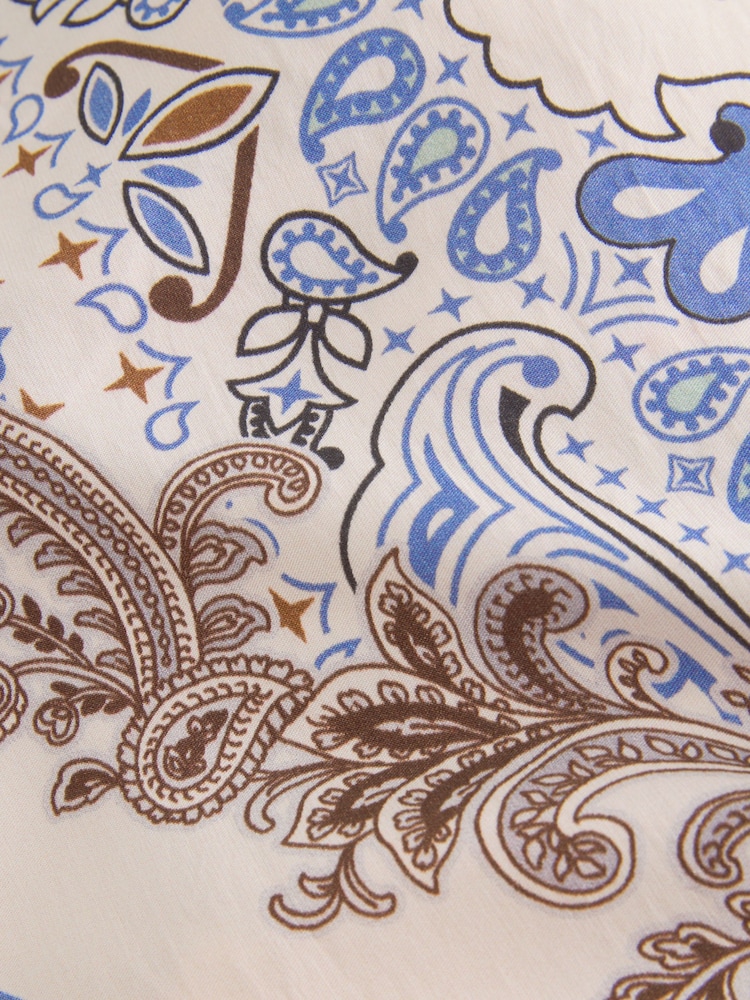 Cream/Blue Paisley Bandeau Hanky Hem Tie Back Top - Image 2 of 3