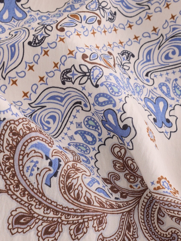 Cream/Blue Paisley Printed Balloon Trousers - Image 4 of 4 Cream/Blue Paisley Printed Balloon Trousers - Image 4 of 4