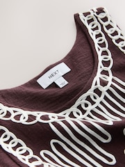Chocolate Brown Embroidered Tapework Mini Dress - Image 9 of 9
