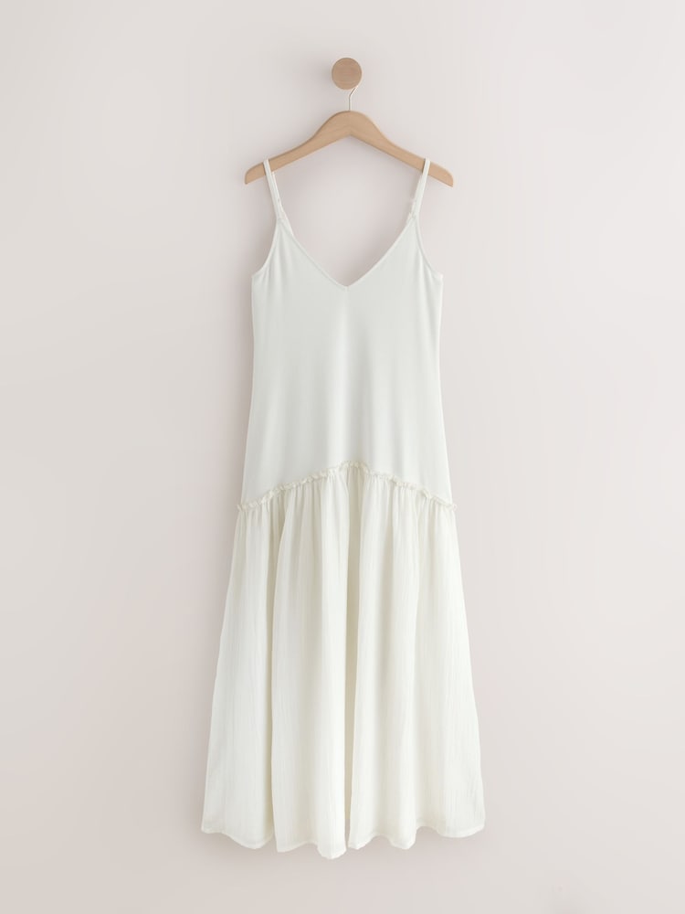 Blanc - Robe en jersey à bretelles et taille basse - Image 1 de 3