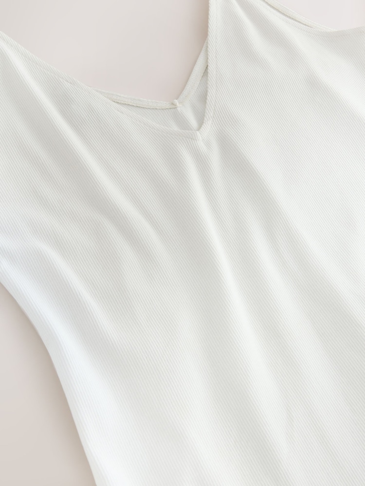 Blanc - Robe en jersey à bretelles et taille basse - Image 3 de 3