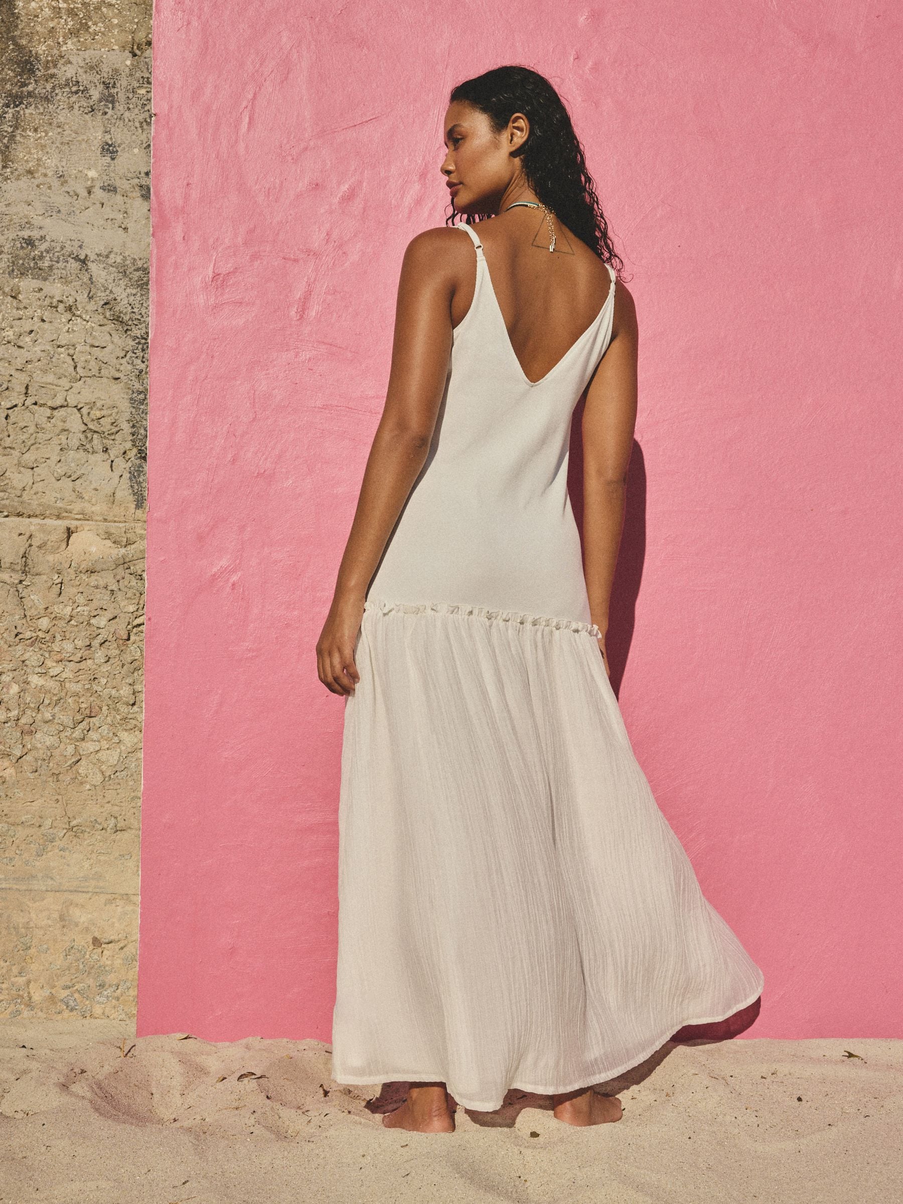 drop waist jersey dress Womens Next White Drop Waist Strappy Jersey Dress US 14 Tall