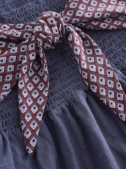 Chocolate Brown Geometric Jersey Bandeau Hanky Hem Midi Dress - Image 2 of 4