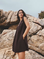 Chocolate Brown Double Cloth Romper - Image 2 of 8