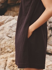 Chocolate Brown Double Cloth Romper - Image 5 of 8