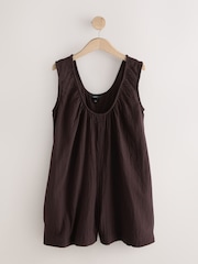 Chocolate Brown Double Cloth Romper - Image 6 of 8