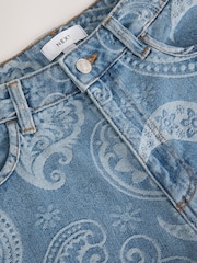 Denim Blue Paisley High Waist Mom Shorts - Image 7 of 7