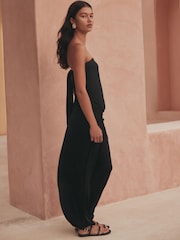 Black Tassel Scarf Belted Balloon Leg Trousers - Image 4 of 9