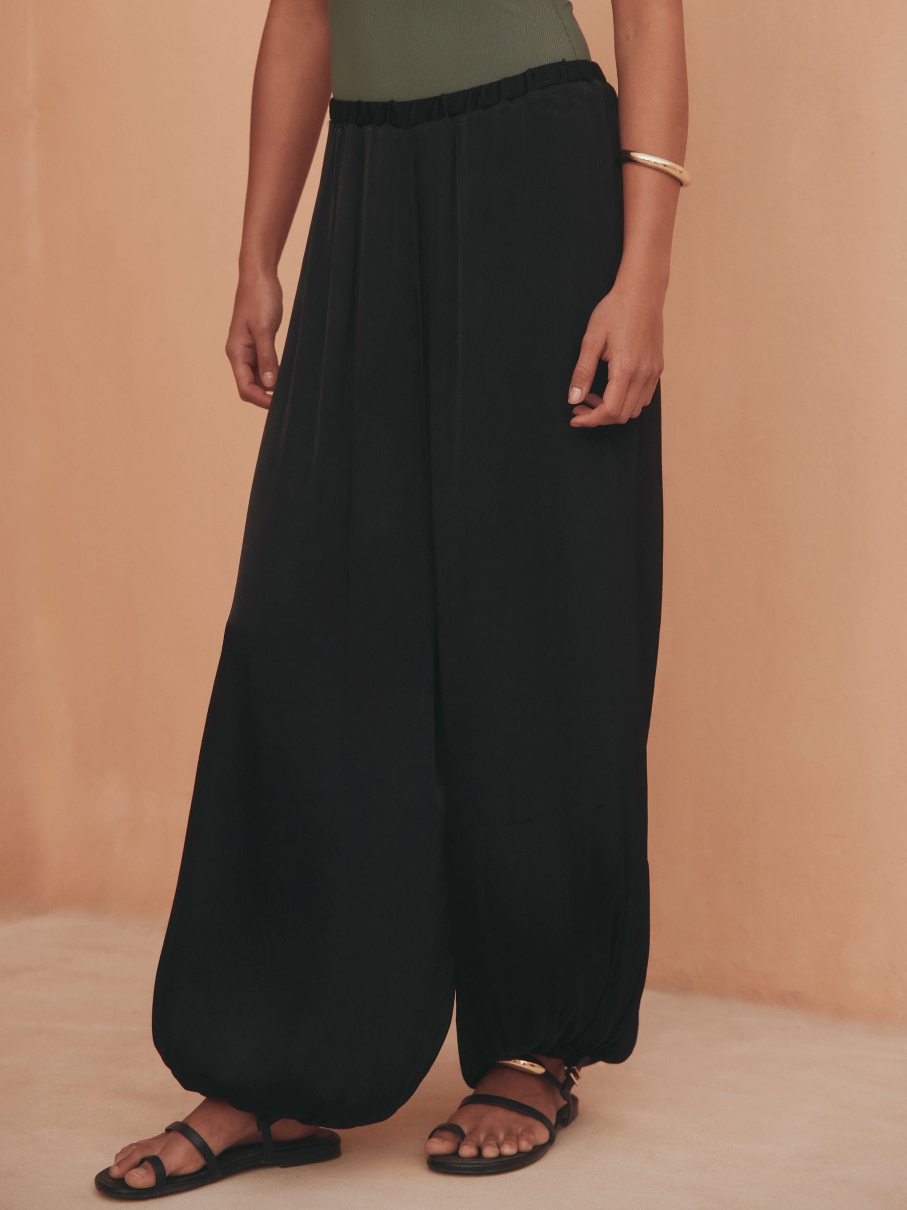 Buy Black Tassel Scarf Belted Balloon Leg Trousers from Next Canada