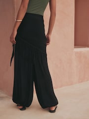 Black Tassel Scarf Belted Balloon Leg Trousers - Image 7 of 9