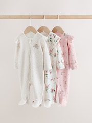 Pink Baby Sleepsuits 3 Pack - Image 1 of 13