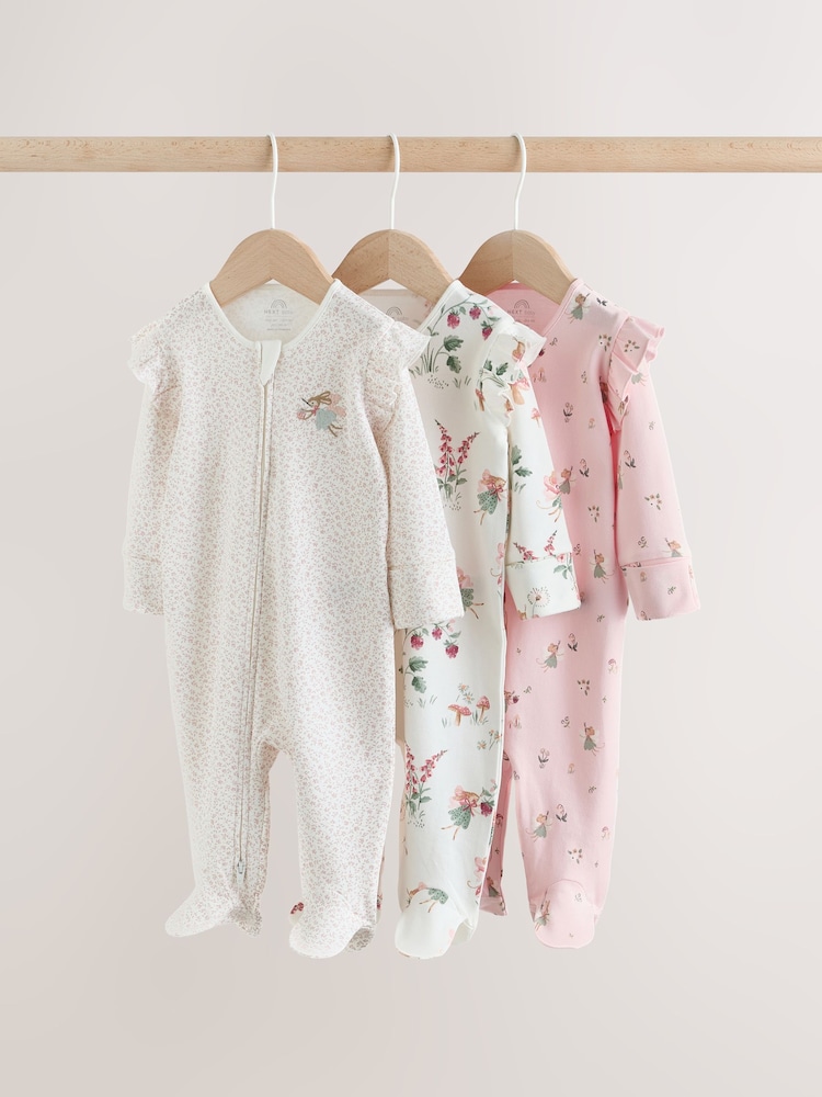 Pink Baby Sleepsuits 3 Pack - Image 1 of 13