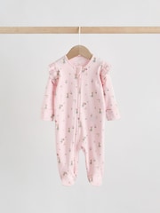 Pink Baby Sleepsuits 3 Pack - Image 4 of 13