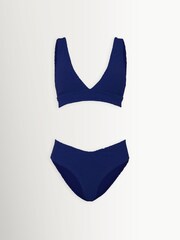 Hunza G Blue Angel Crinkle Deep V-Neck High Waist Bikini Bottoms - Image 1 of 1