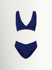 Hunza G Blue Angel Crinkle Deep V-Neck High Waist Bikini - Image 5 of 5